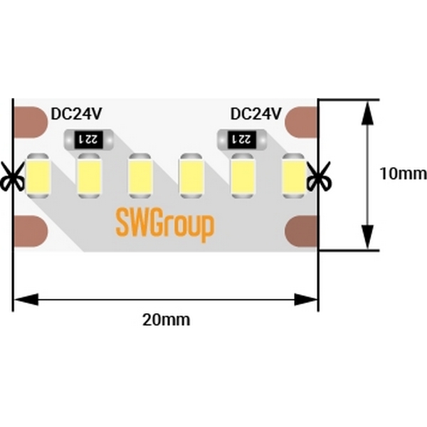 Светодиодная лента SWG SWG2A300 SWG2A300-24-19.2-W