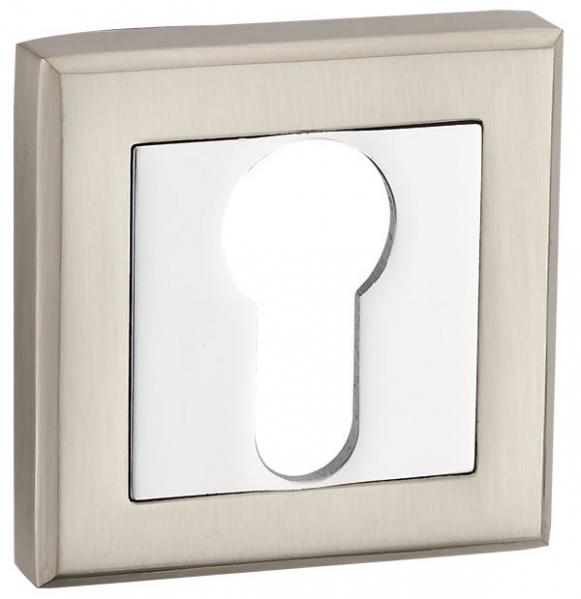 Накладка дверная с квадратным основанием под цилиндр Punto ET QL SN/CP-3 матовый никель/хром