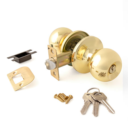 Ручка защелка (кноб) дверная круглая Vanger 6072-01-G ключ/фиксатор золото