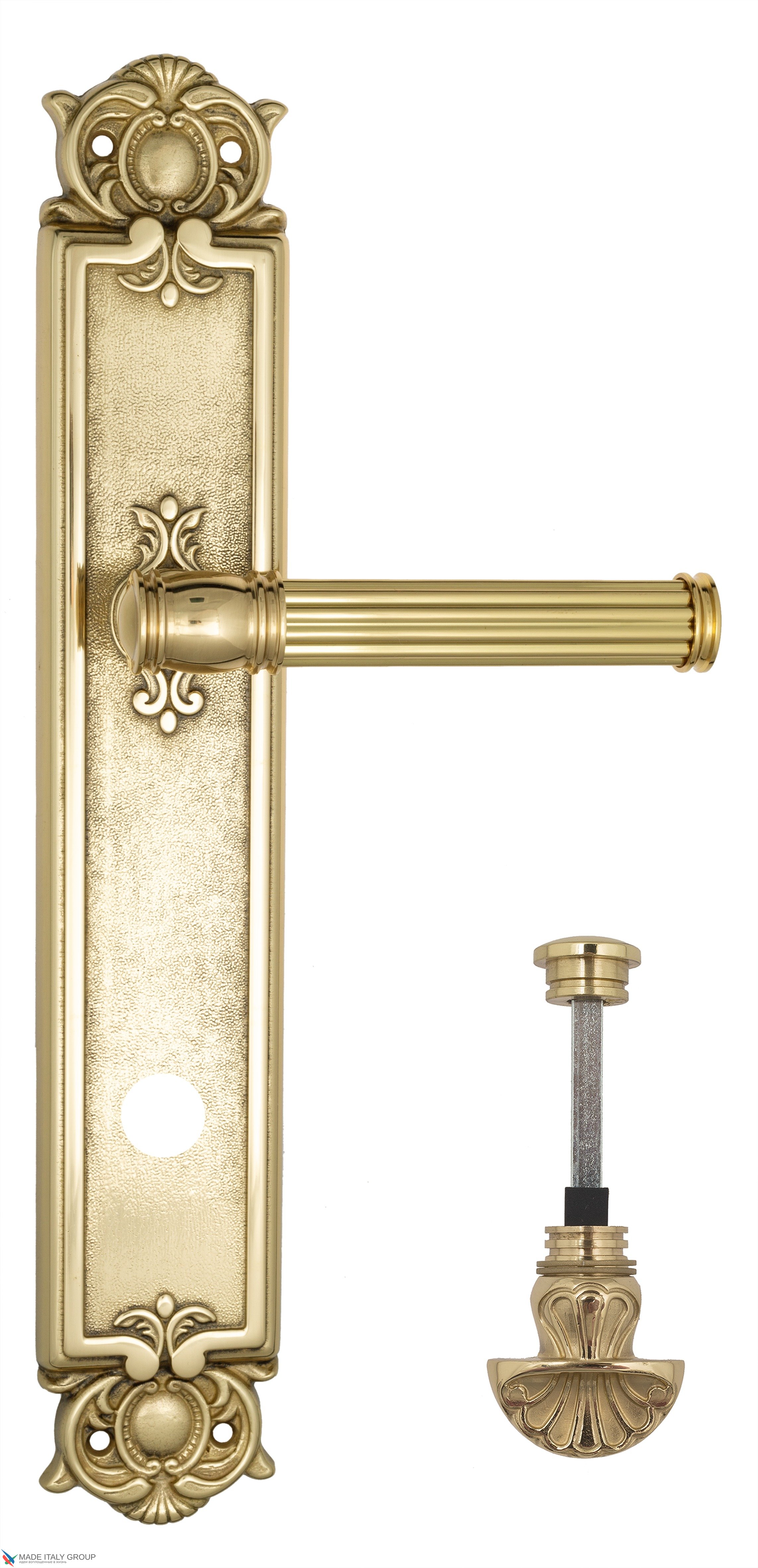 Дверная ручка Venezia "IMPERO" WC-4 на планке PL97 полированная латунь