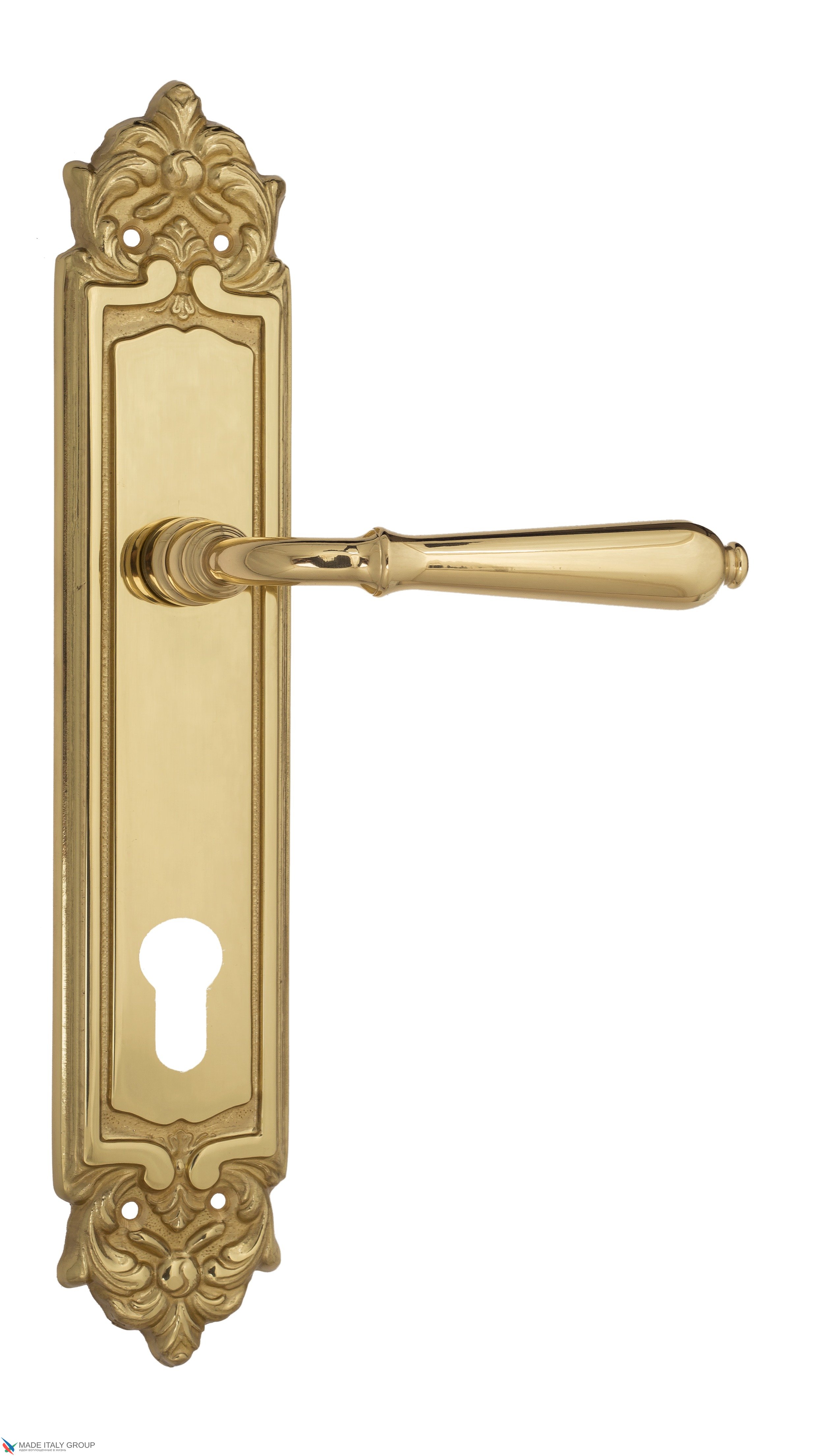 Дверная ручка Venezia "CLASSIC" CYL на планке PL96 полированная латунь