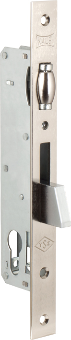 Корпус узкопрофильного замка с роликовой защёлкой KALE KILIT 255 (25 mm) w/b (никель)