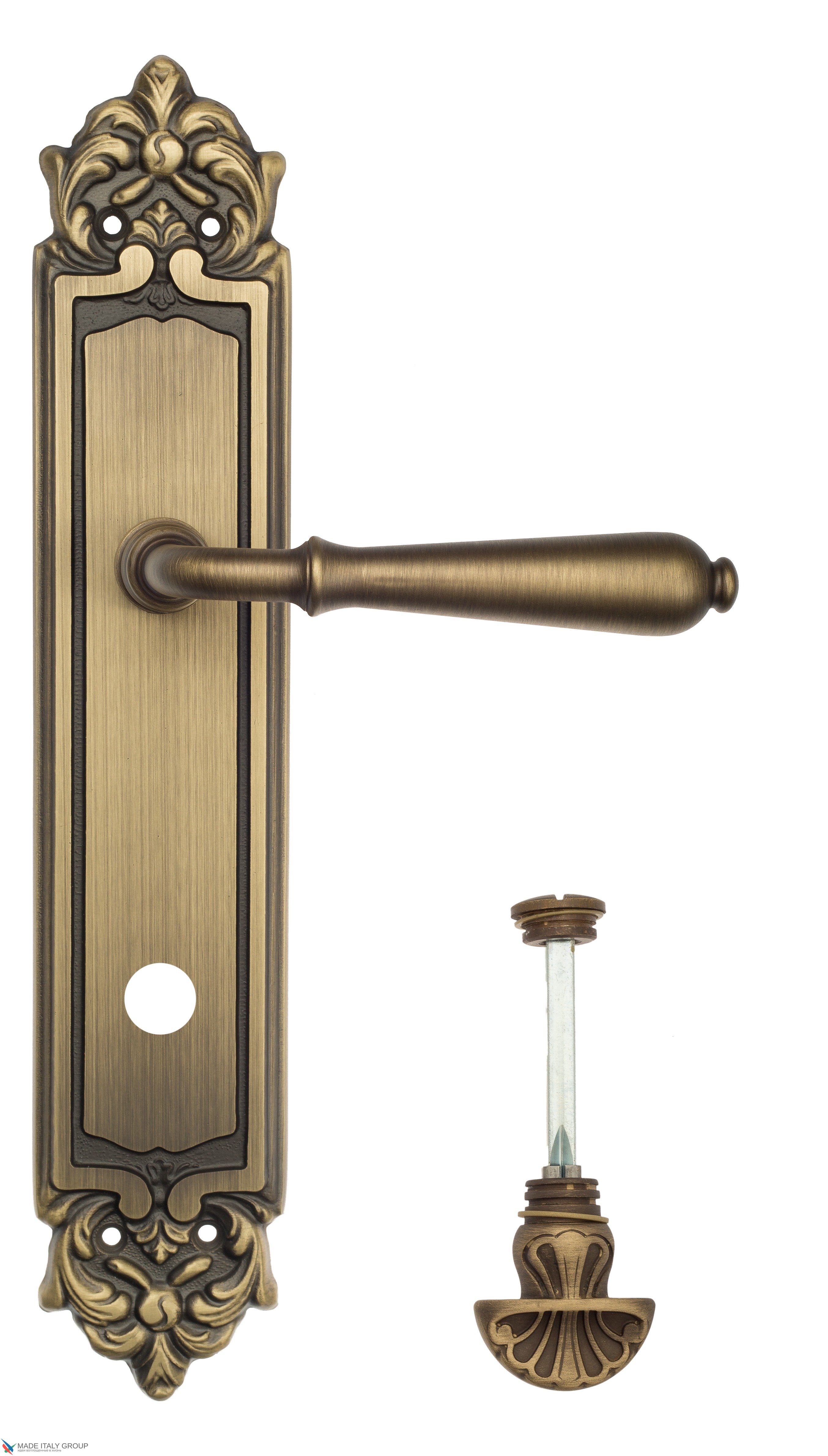Дверная ручка Venezia "CLASSIC" WC-4 на планке PL96 матовая бронза