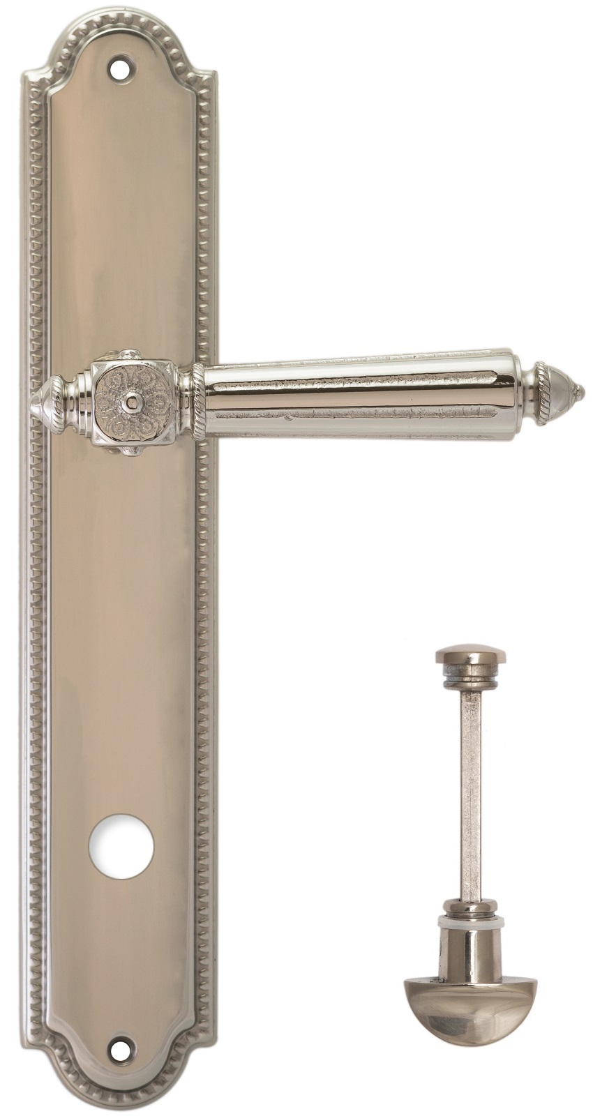 Ручка дверная Extreza LEON (Леон) 303 на планке PL03 WC полированный никель F21