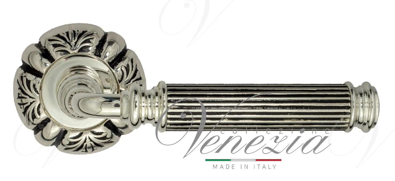 Ручка дверная межкомнатная Venezia Mosca D5 натуральное серебро+черный