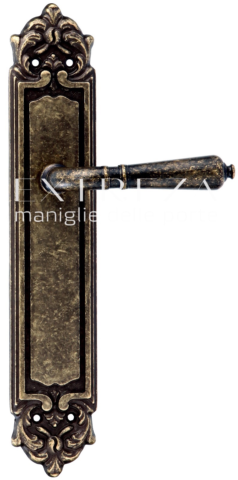 Ручка дверная Extreza PETRA (Петра) 304 на планке PL02 PASS античная бронза F23