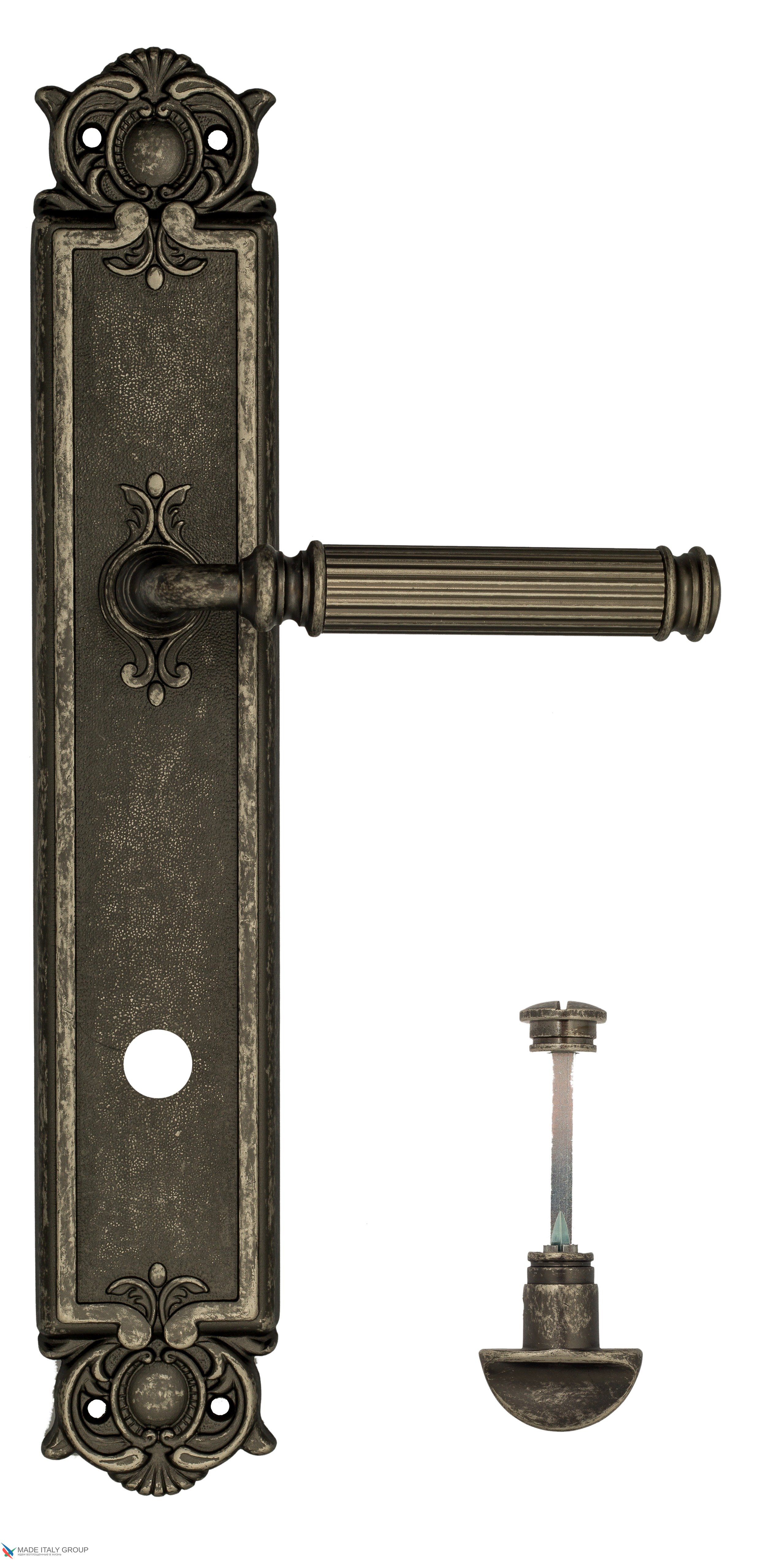 Дверная ручка Venezia "MOSCA" WC-2 на планке PL97 античное серебро
