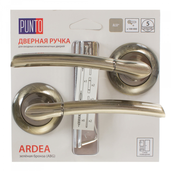 Ручка дверная межкомнатная Punto ARDEA TL/HD ABG-6 зеленая бронза