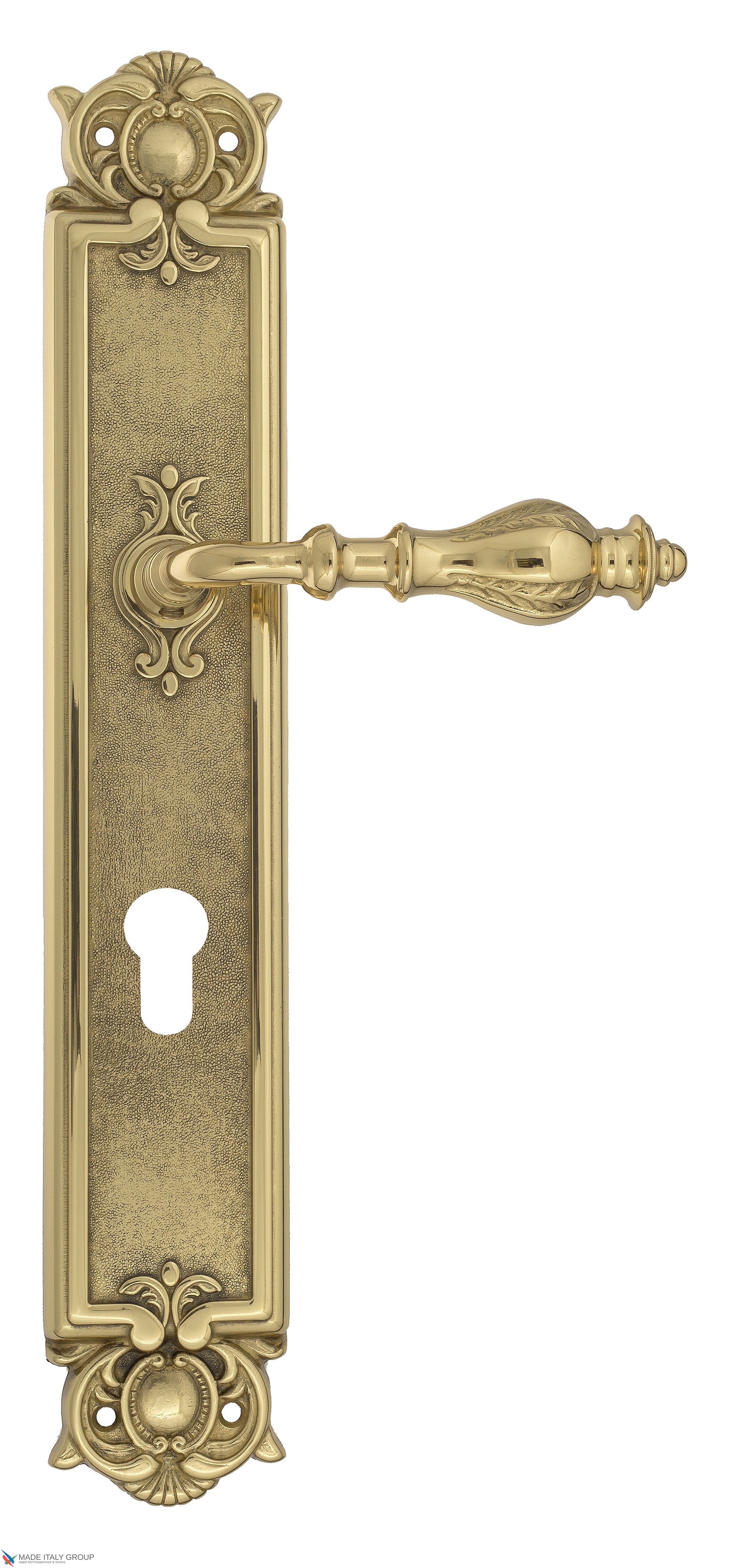 Дверная ручка Venezia "GIFESTION" CYL на планке PL97 полированная латунь
