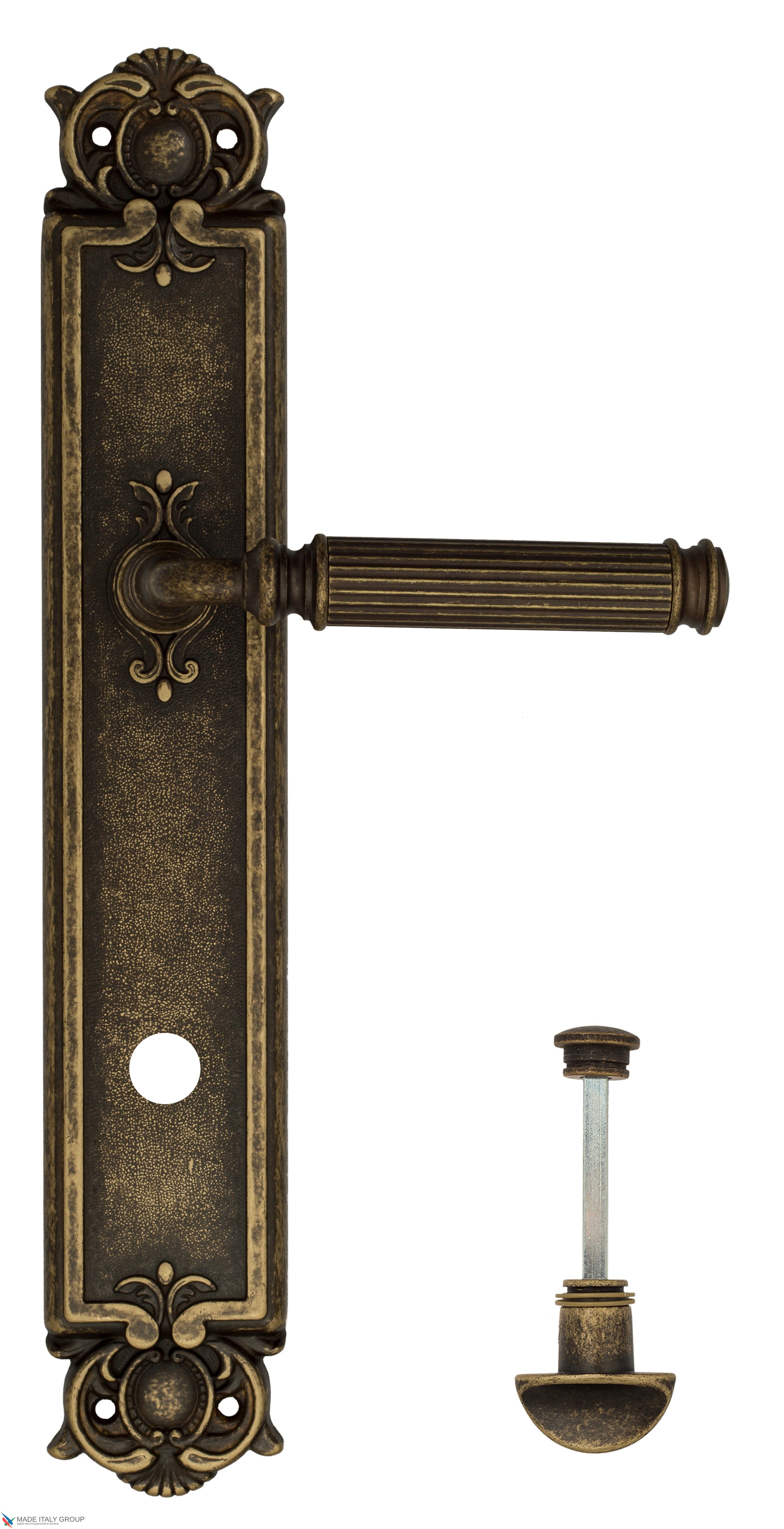 Дверная ручка Venezia "MOSCA" WC-2 на планке PL97 античная бронза