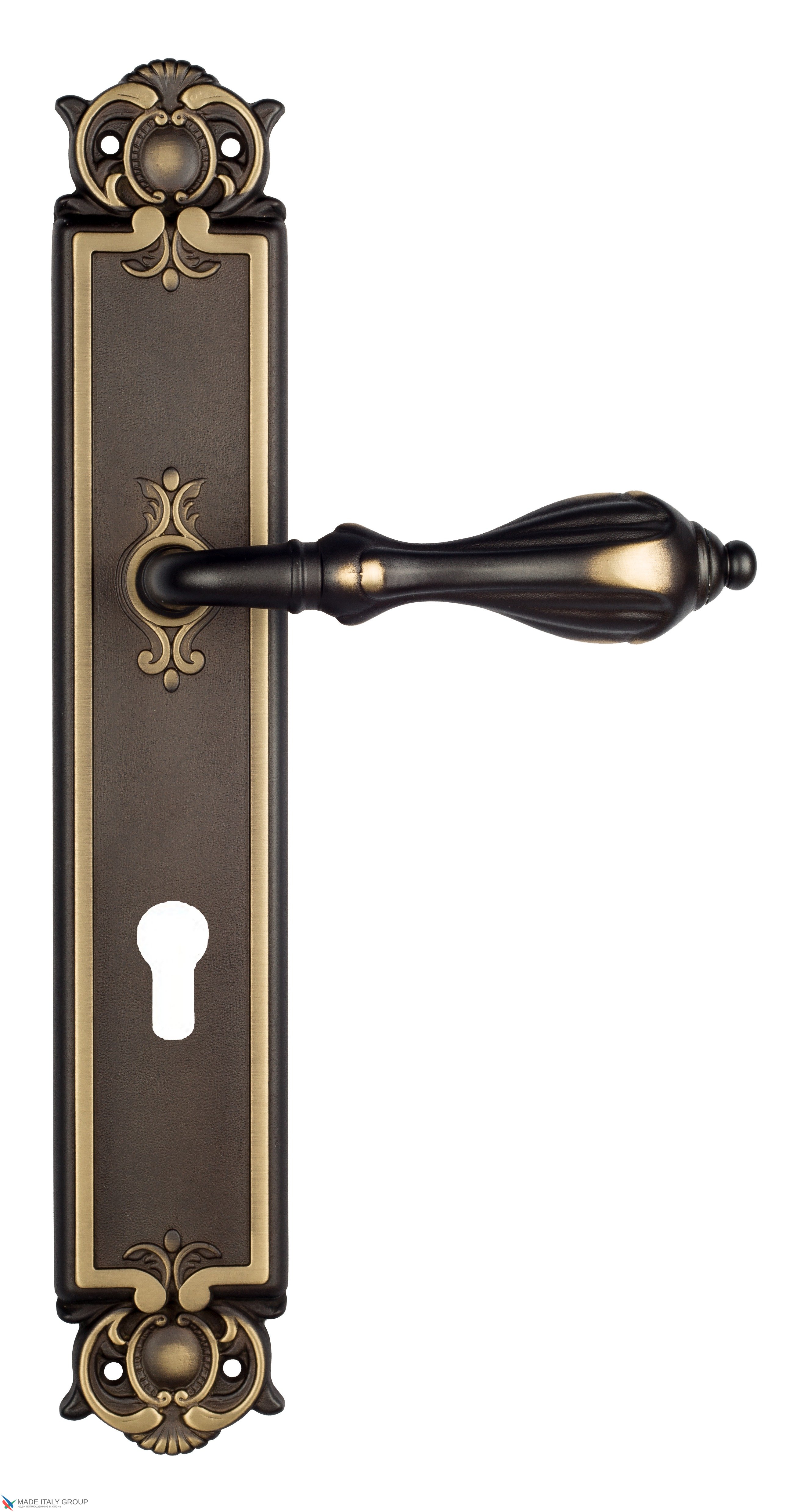Дверная ручка Venezia "ANAFESTO" CYL на планке PL97 темная бронза