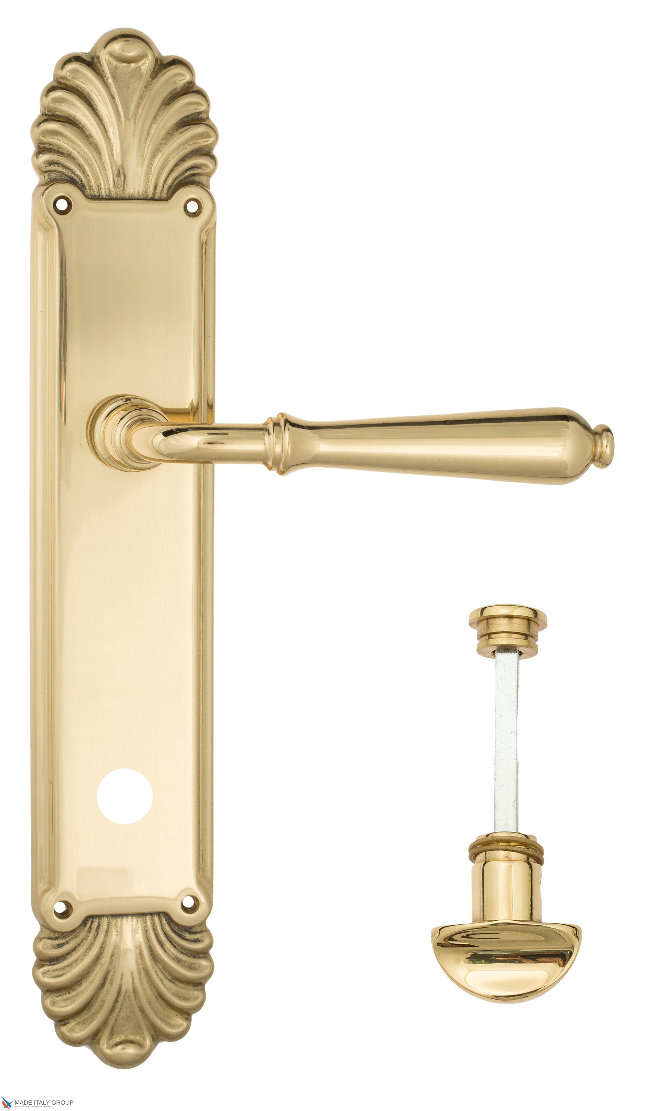 Дверная ручка Venezia "CLASSIC" WC-2 на планке PL87 полированная латунь