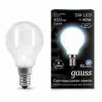 Лампа светодиодная филаментная Gauss E14 5W 4100К матовая 105201205