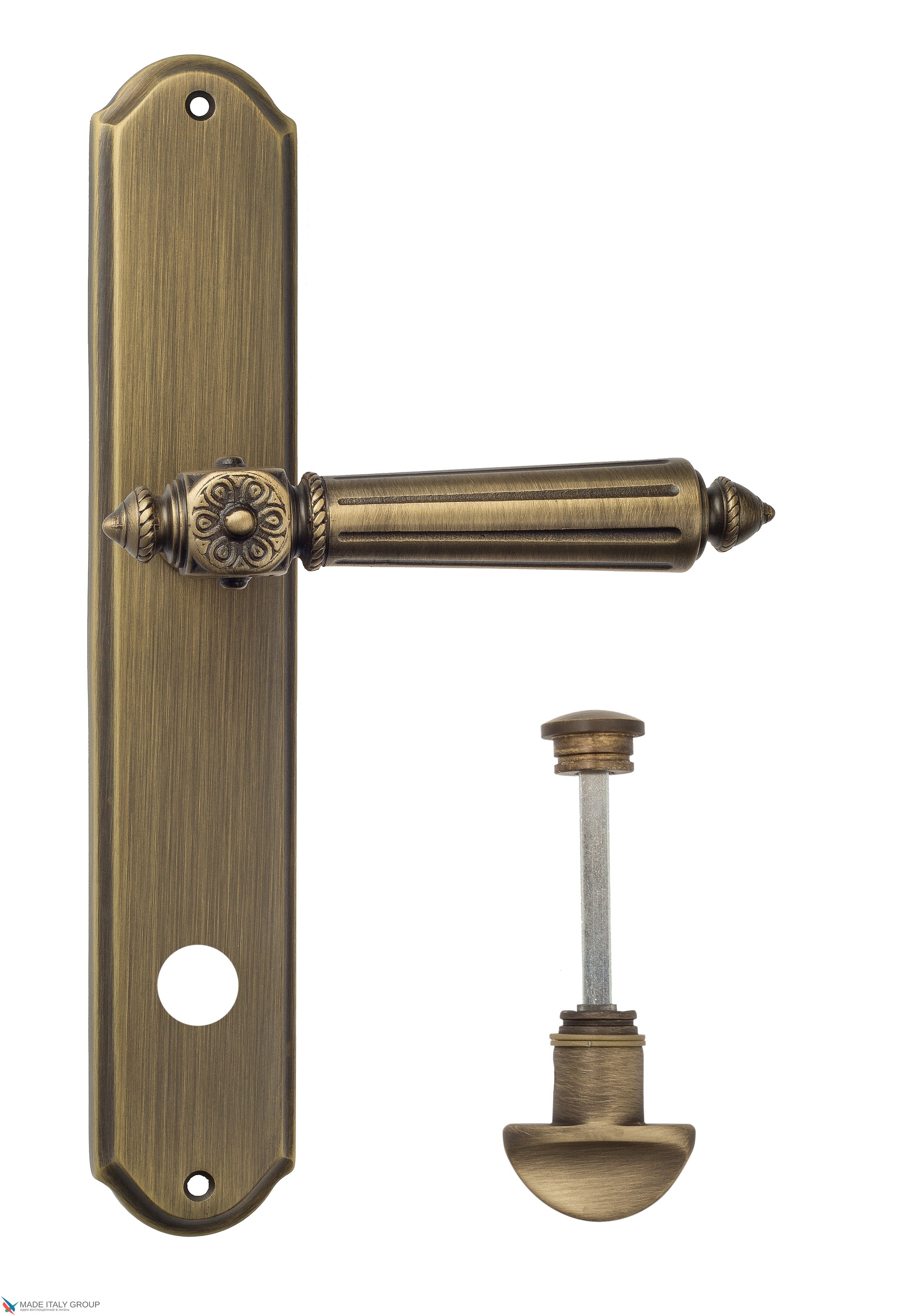 Дверная ручка Venezia "CASTELLO" WC-2 на планке PL02 матовая бронза