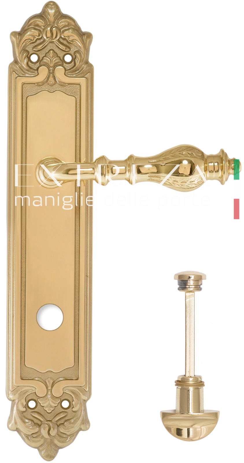 Ручка дверная Extreza EVITA (Эвита) 301 на планке PL02 WC полированное золото F01