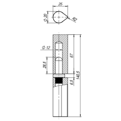 Петля приварная Fuaro Т1254/140х20x25 мм с подшипником