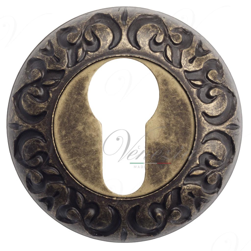 Накладка дверная с круглым основанием под цилиндр Venezia Cyl-1 D4 античная бронза