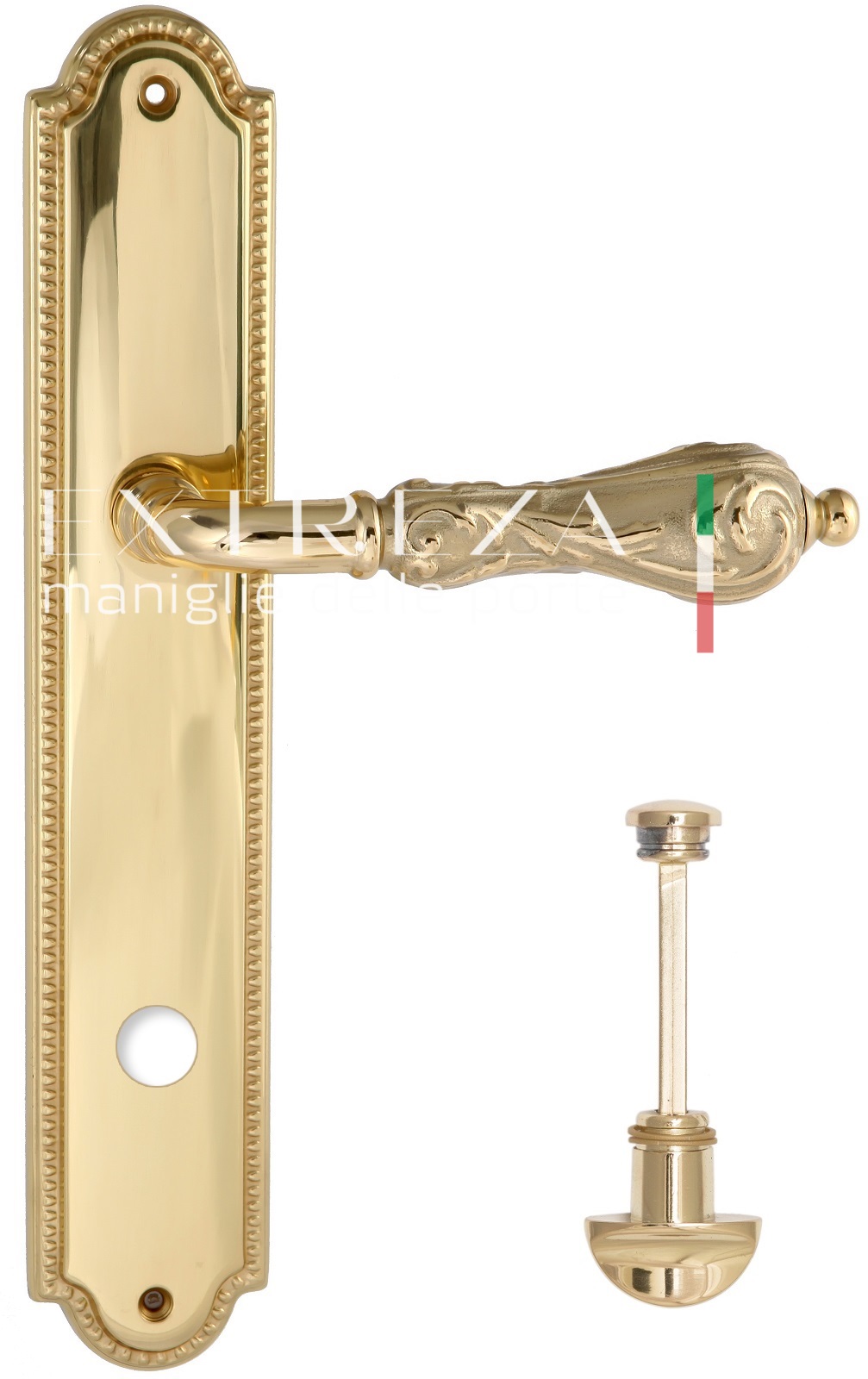 Ручка дверная Extreza GRETA (Грета) 302 на планке PL03 WC полированное золото F01