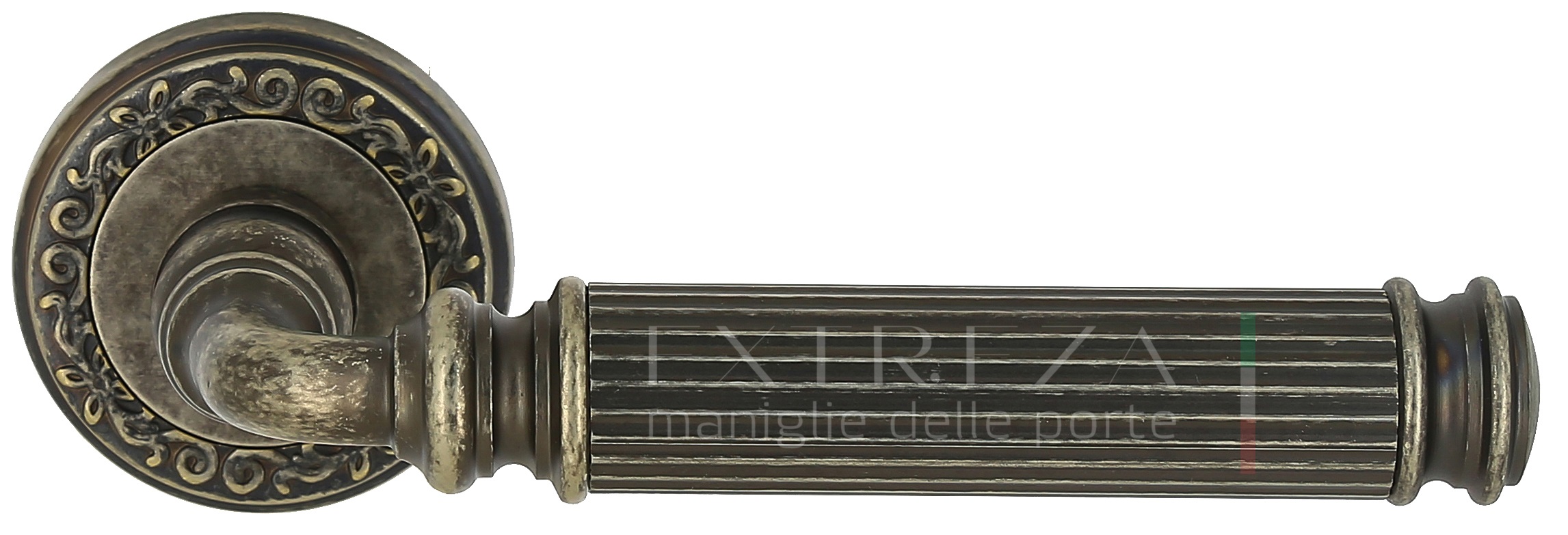 Ручка дверная Extreza BENITO (Бенито) 307 на розетке R06 античное серебро F45