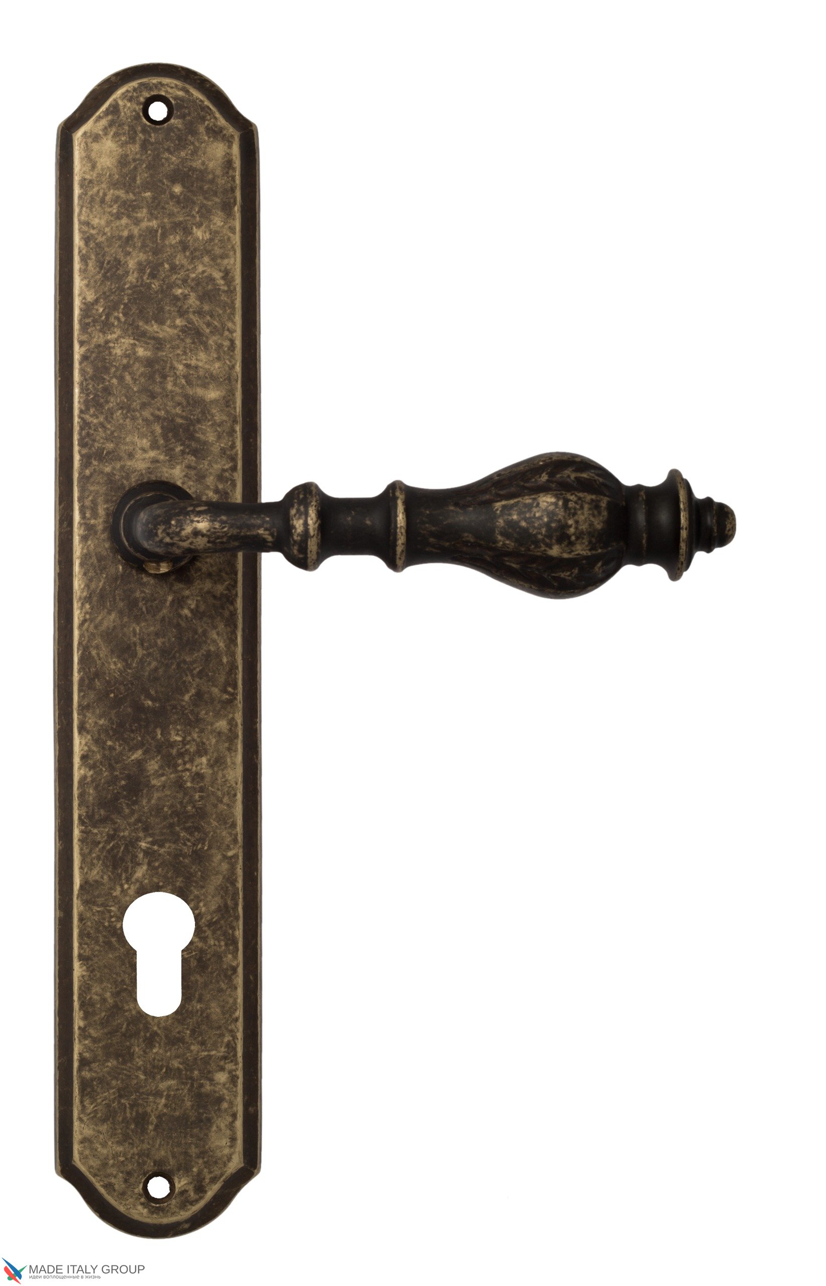 Дверная ручка Venezia "GIFESTION" CYL на планке PL02 античная бронза
