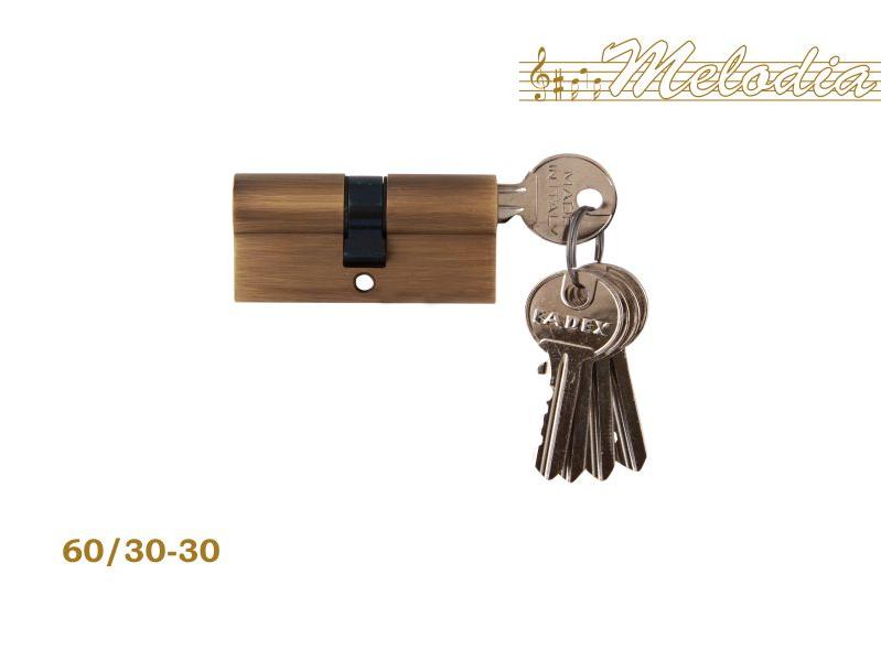 Цилиндр для замка Melodia 60mm (25+10+25) Матовая бронза ключ/ключ