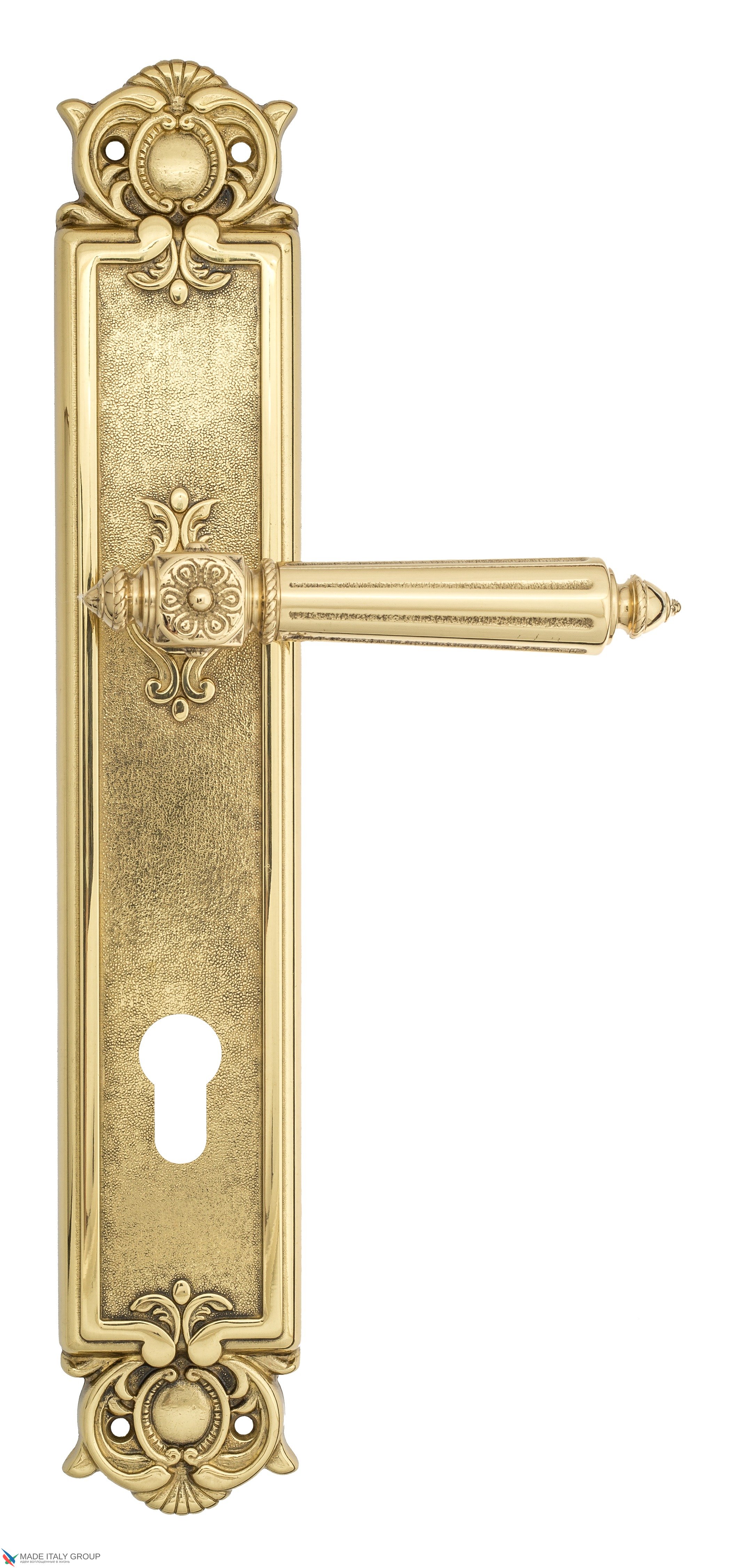 Дверная ручка Venezia "CASTELLO" CYL на планке PL97 полированная латунь