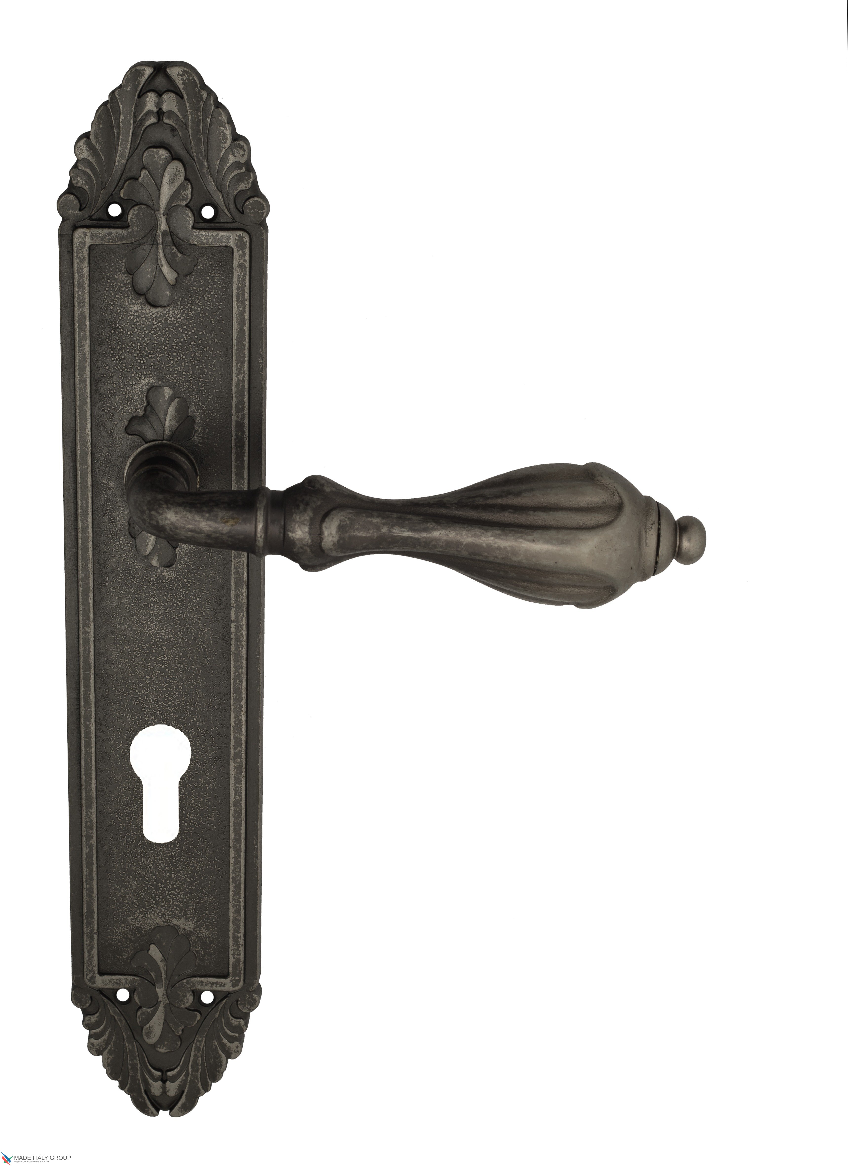 Дверная ручка Venezia "ANAFESTO" CYL на планке PL90 античное серебро