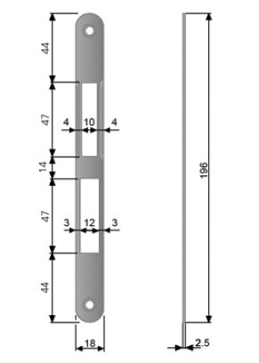 Ответная планка без язычка длинная под Centro AGB В010003934 мат. Хром 18мм