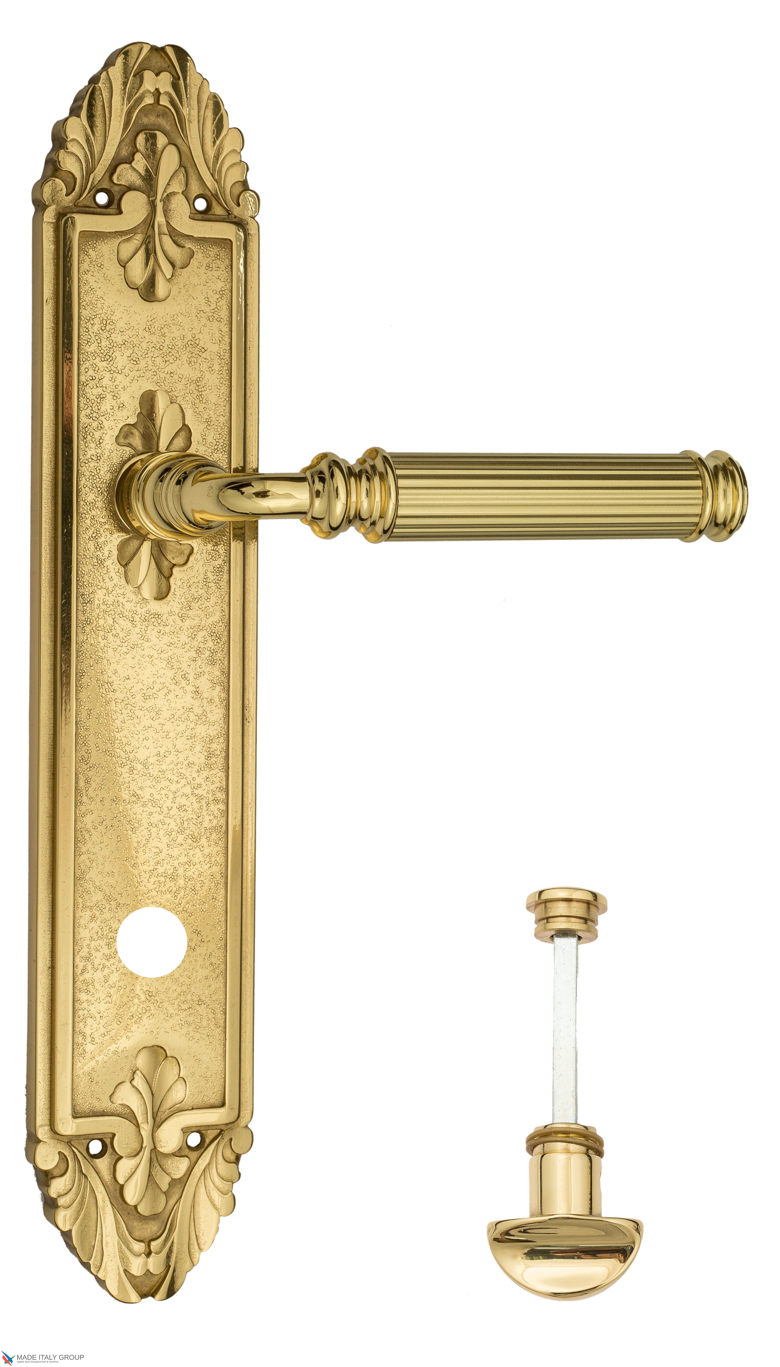 Дверная ручка Venezia "MOSCA" WC-2 на планке PL90 полированная латунь