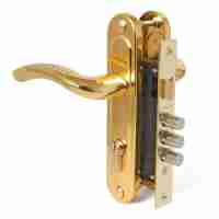 Ручка дверная на планке с замком Apecs 1027/60-G/GM золото