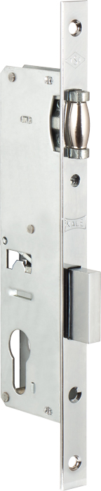Корпус узкопрофильного замка с роликовой защёлкой KALE KILIT 155/P (35 mm) w/b хром без отв. планки