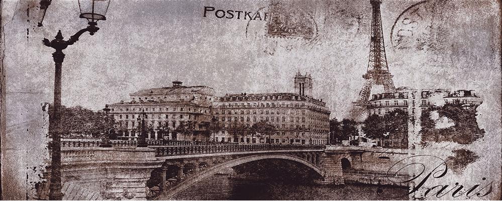 Плитка керамическая Konskie (Ceramika Color) Treviso Postcard Grey 1 декор 20х50