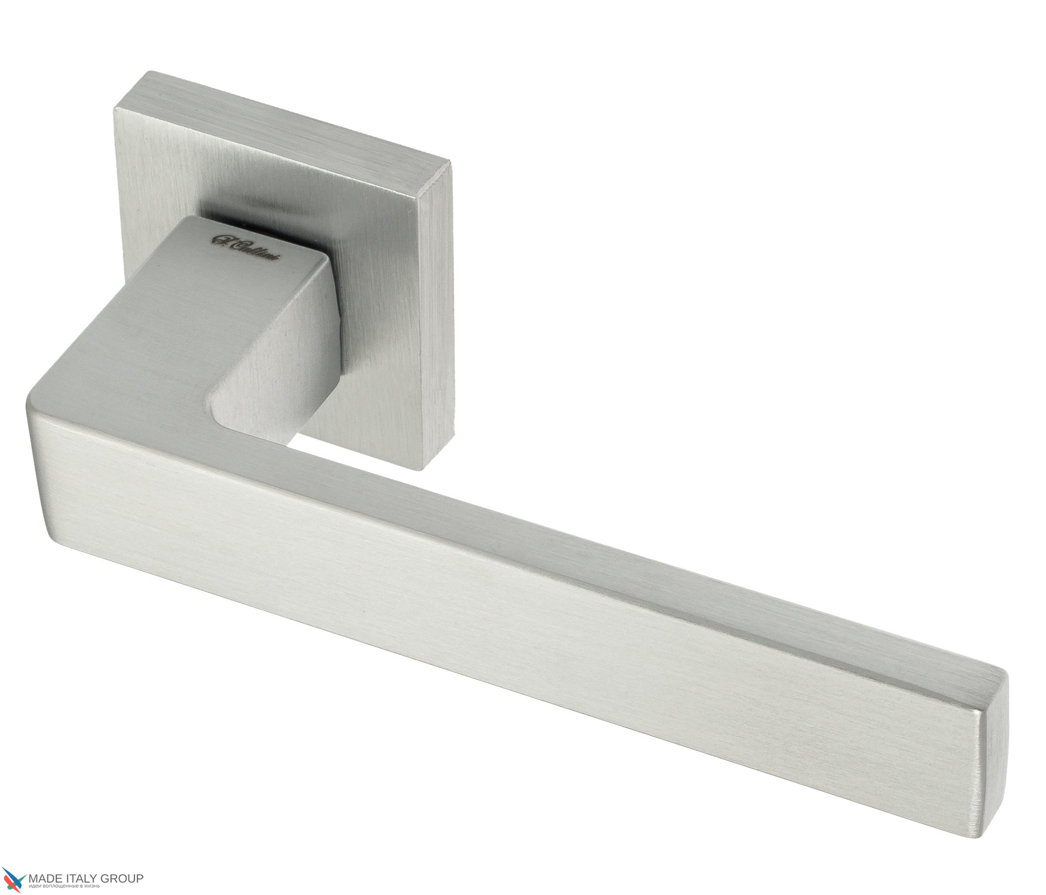 Ручка дверная на квадр. основании Fratelli Cattini  BOOM 8-CS матовый хром