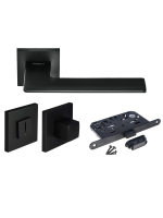 Комплект дверных ручек Morelli MH-51-S6 BL с заверткой MH-WC-S6 BL + магнитный замок M1895 BL, цвет черный