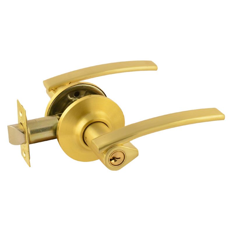 Ручка защелка (кноб) дверная нажимная НОРА-М золото матовое ТТ14-01 ключ/фикс