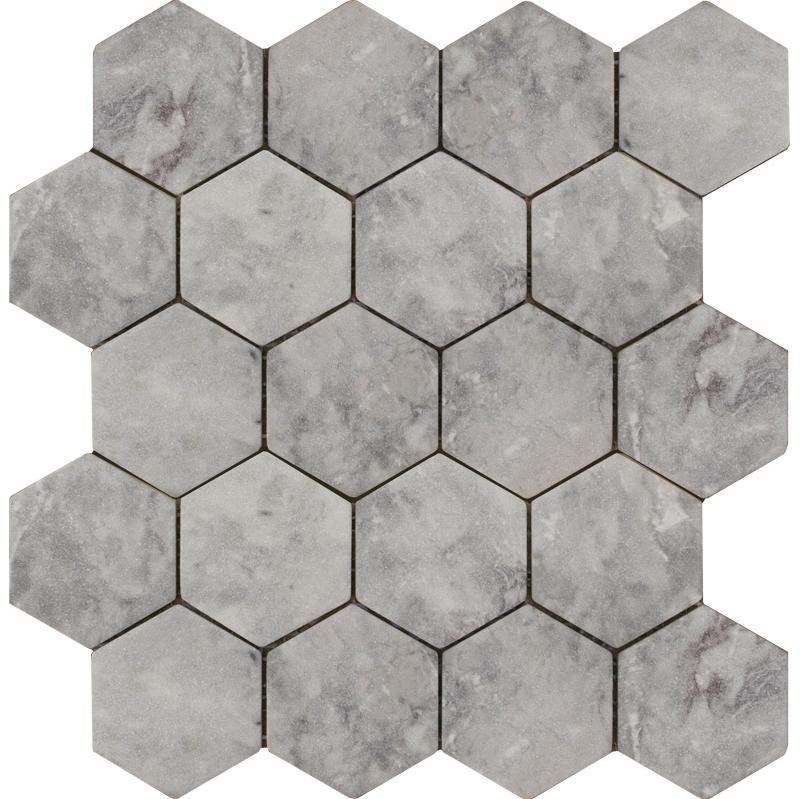 Мозайка из мрамора Stone4Home Hexagon Lg Tumbled чип 74x74 30,5х27