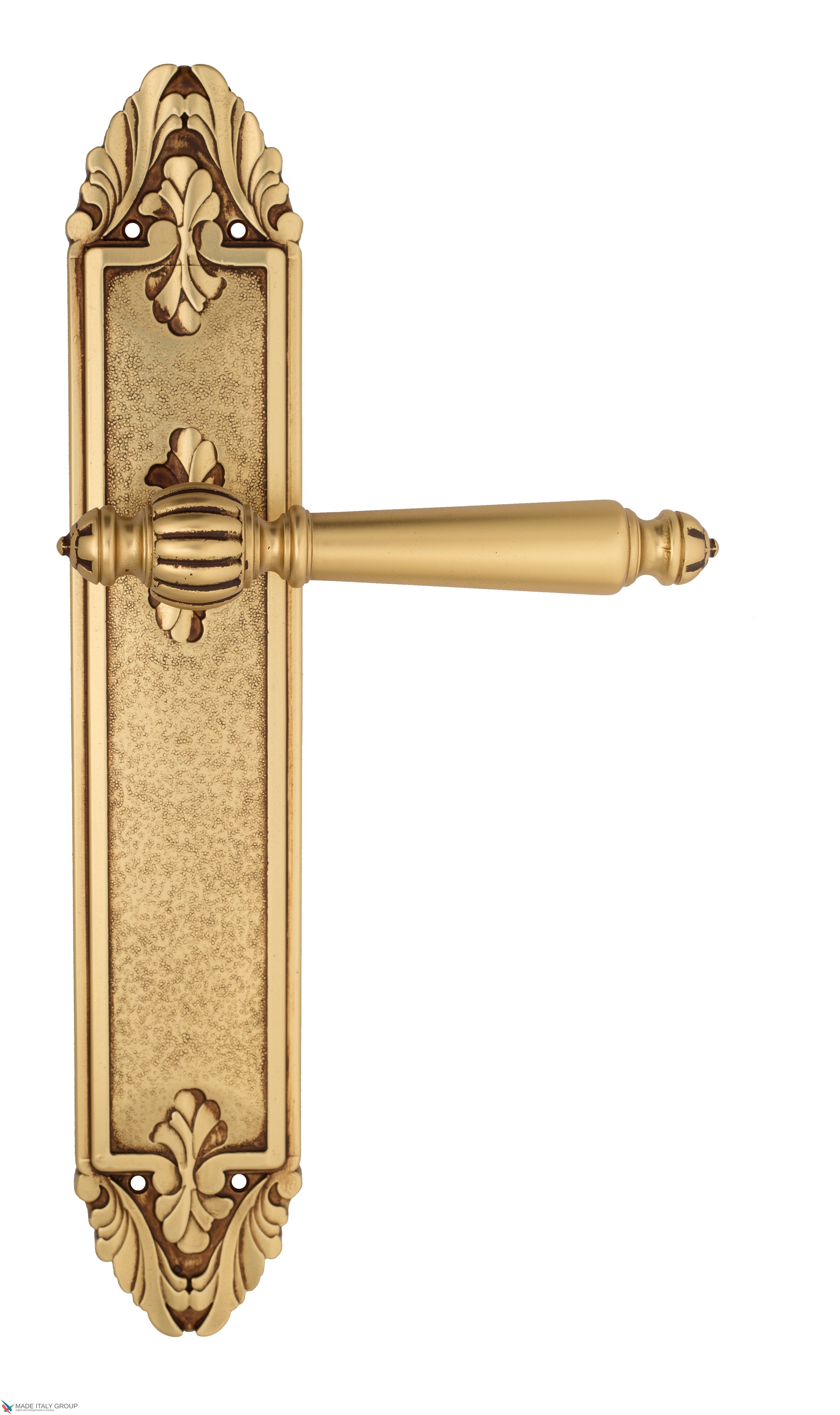 Дверная ручка Venezia "PELLESTRINA" на планке PL90 французское золото + коричневый