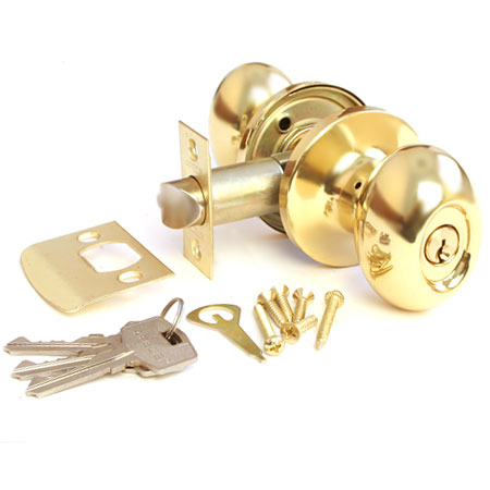 Ручка защелка (кноб) дверная круглая Apecs 6093-01-G ключ/фиксатор золото