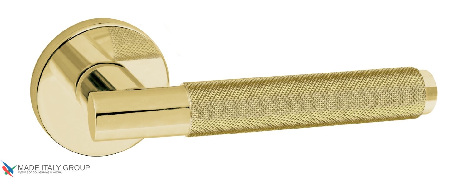 Дверная ручка на круглом основании Fratelli Cattini "UNA X" 7FS-OLV полированная латунь