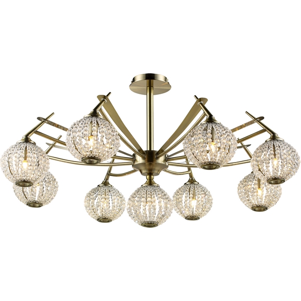 Люстра потолочная N-Light 917-09-53 antique brass + white crystal