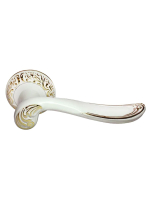 Ручка дверная Morelli GIUSEPPE MH-22-CLP W/PG раздельная на круглом основании, цвет белая эмаль/золото, ЦАМ