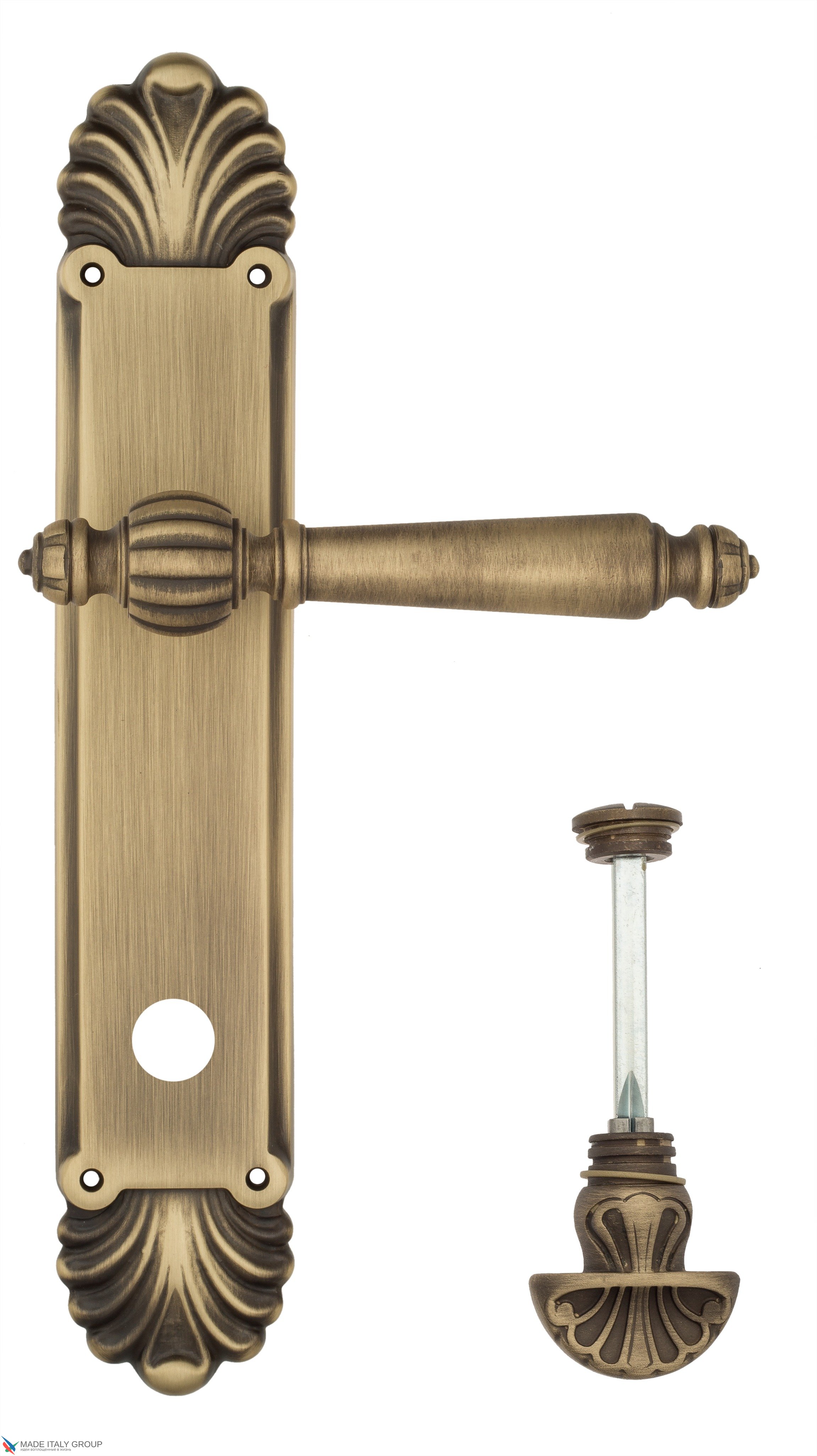 Дверная ручка Venezia "PELLESTRINA" WC-4 на планке PL87 матовая бронза