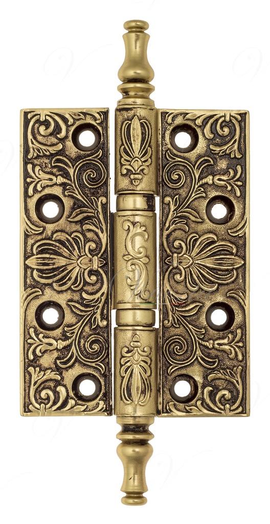 Петля дверная универсальная латунная с узором Venezia CRS011 102*76*3 французское золото