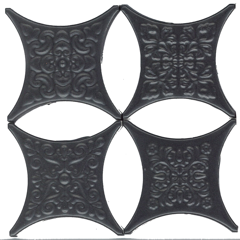 Керамогранит Absolut keramika Core Estrella Set Core Negro 4 вида в ассортим вставка 6,7х6,7