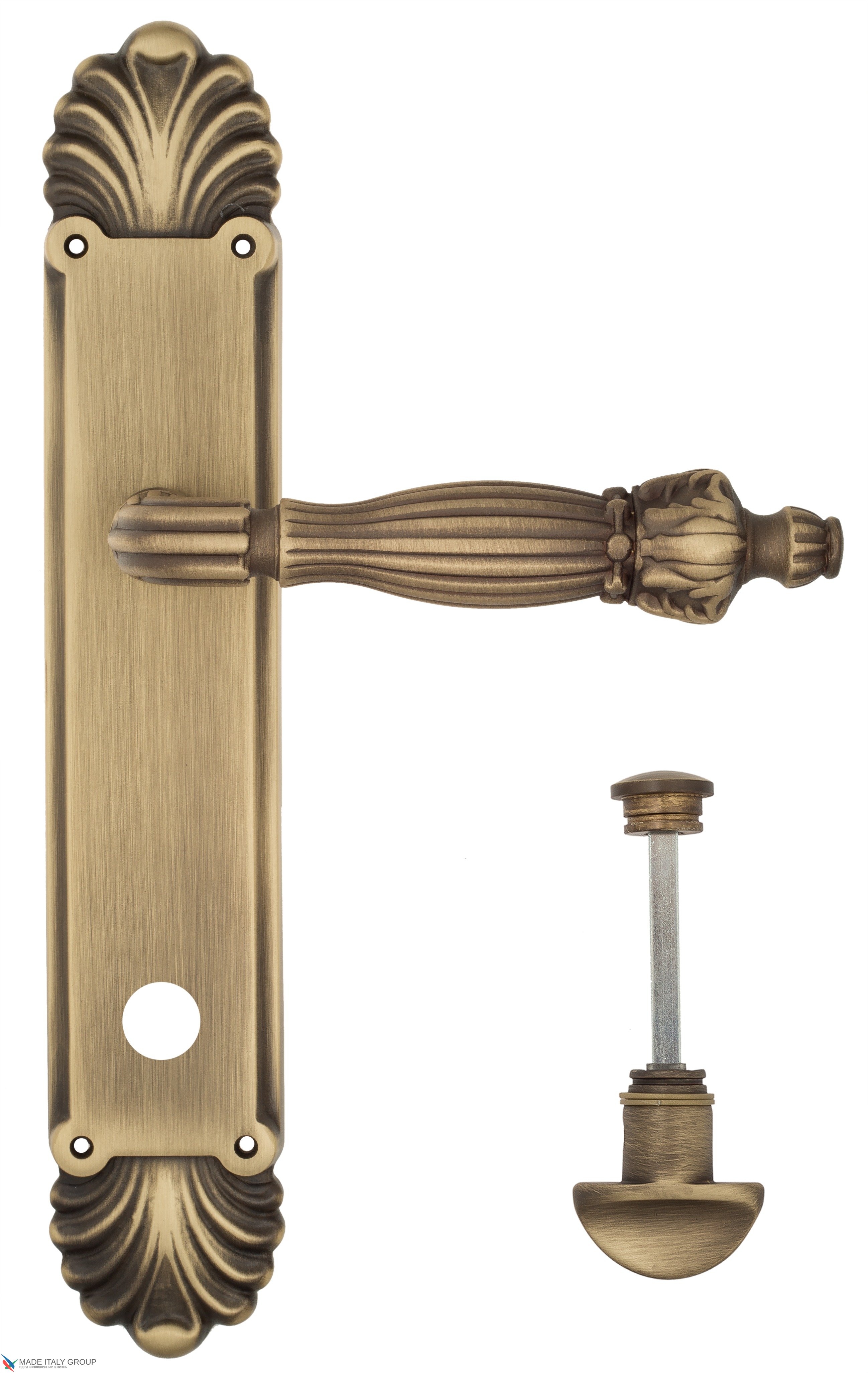 Дверная ручка Venezia "OLIMPO" WC-2 на планке PL87 матовая бронза