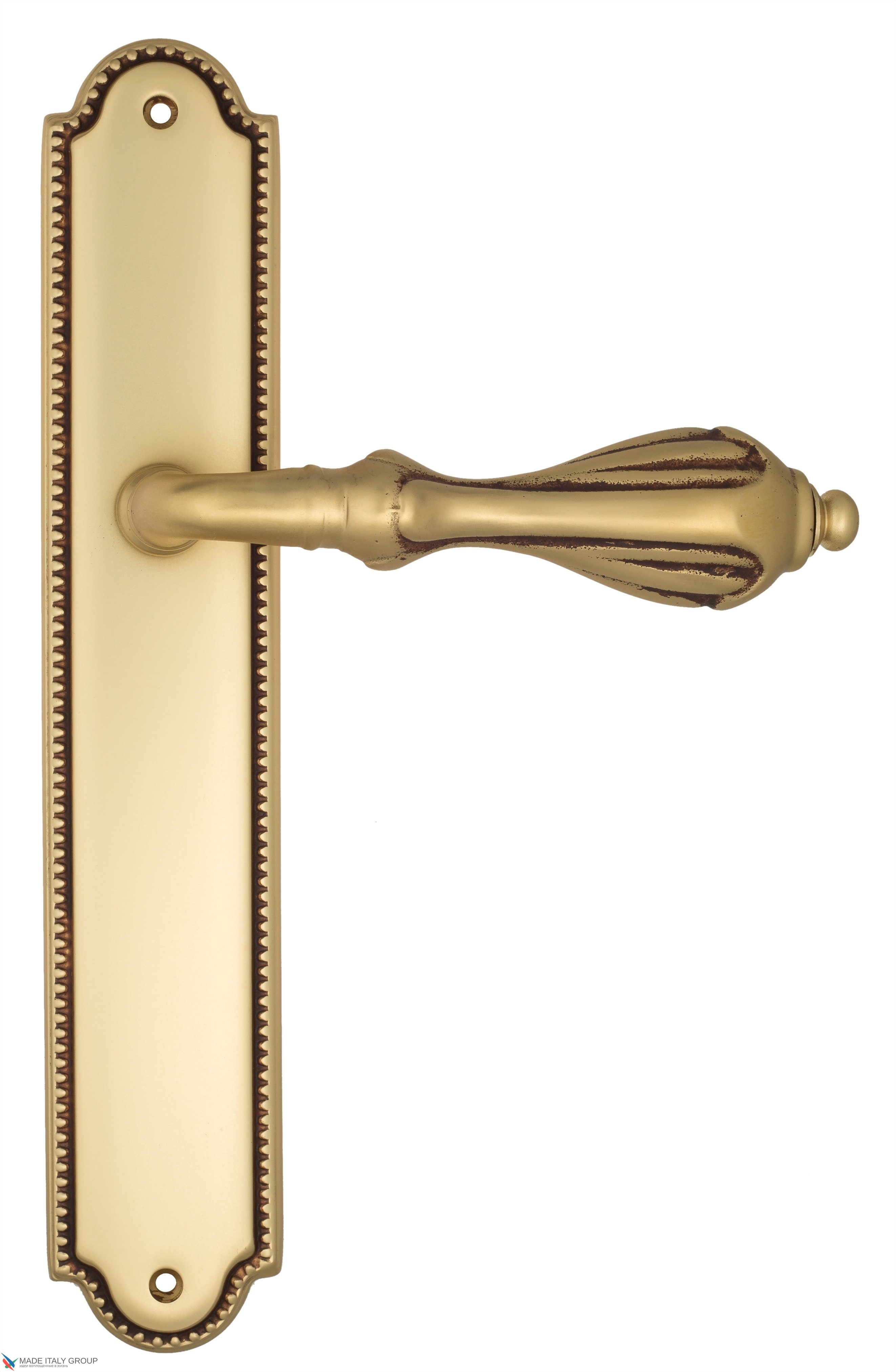 Дверная ручка Venezia "ANAFESTO" на планке PL98 французское золото + коричневый