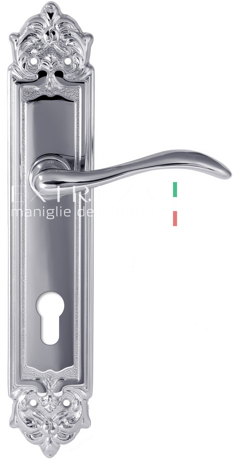 Ручка дверная Extreza AGATA (Агата) 310 на планке PL02 CYL полированный хром F04