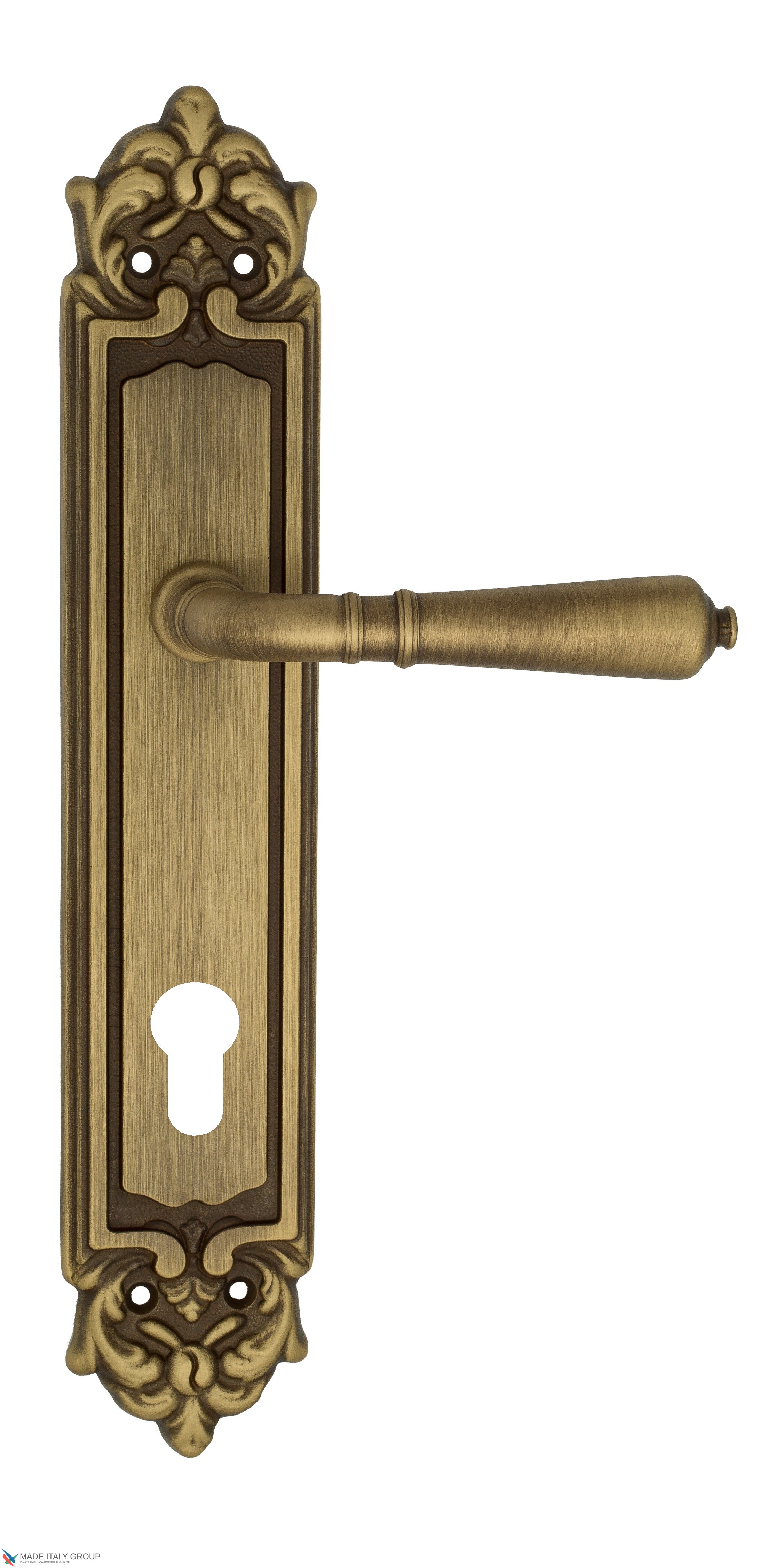 Дверная ручка Venezia "VIGNOLE" CYL на планке PL96 матовая бронза