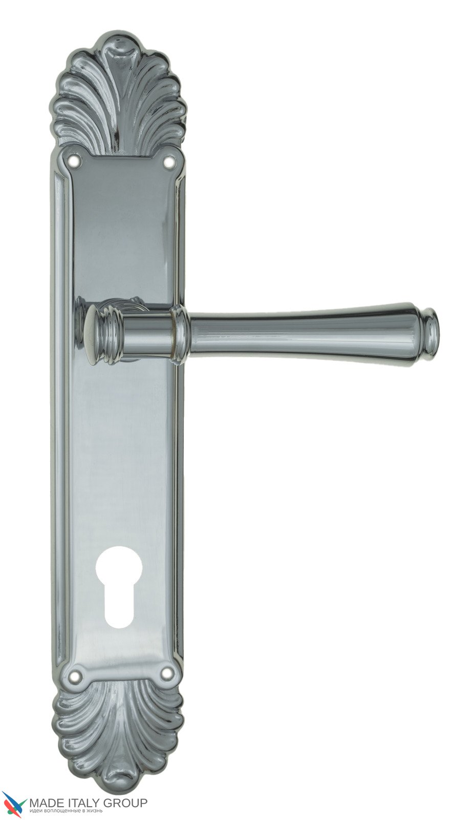 Дверная ручка Venezia "CALLISTO" CYL на планке PL87 полированный хром