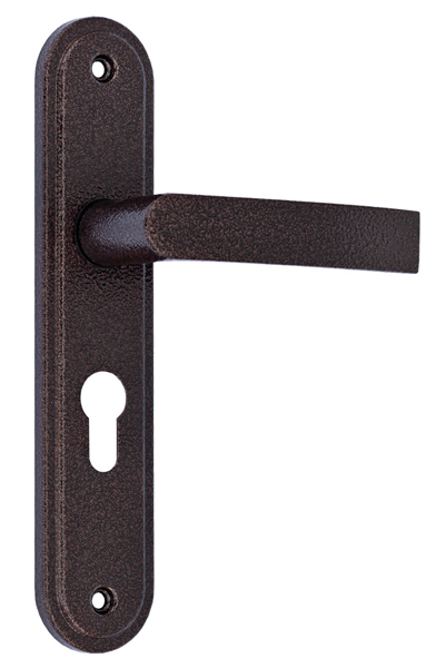 Ручка на планке дверная под цилиндр МЕТТЭМ для ЗВ4 НР0901 (плоская) медный антик